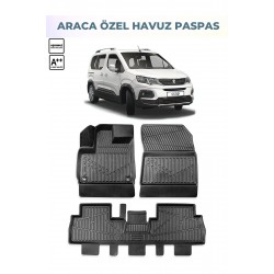 Peugeot Rifter 2019- Araca Özel 3D Havuzlu Paspas Peugeot Rifter 2019- Araca Özel 3D Havuzlu Paspas