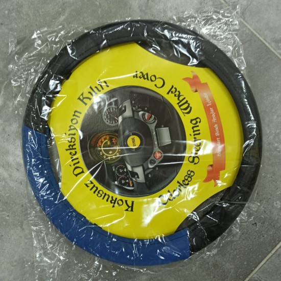 Siyah Mavi Geçme Direksiyon Kılıfı