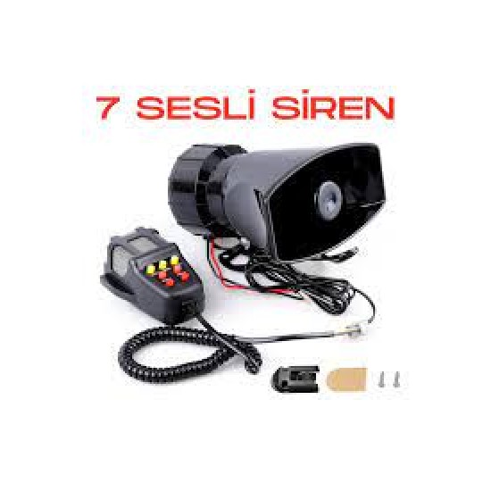 Siren 7 Sesli Elektronik Mikrofonlu 12v  ss10