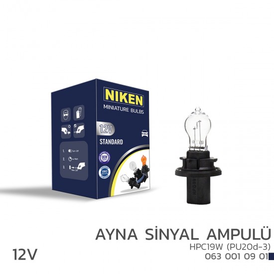Nıken 12v Hpc19w Ayna Sinyal Ampulü (Pu20d-3) 10lu