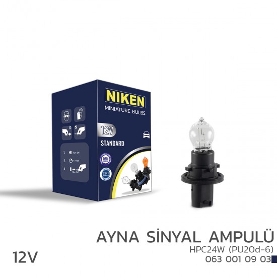 Nıken 12v Hpc24w Ayna Sinyal Ampulü (Pu20d-6) 10lu