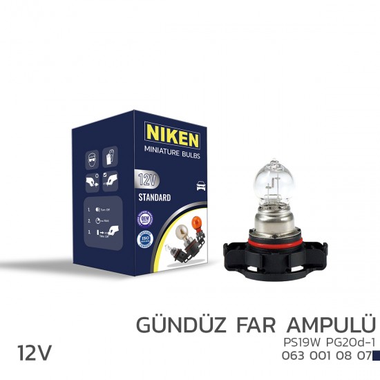 Niken12V PS19W Gündüz Far Ampülü (PG20d-1) 10LU