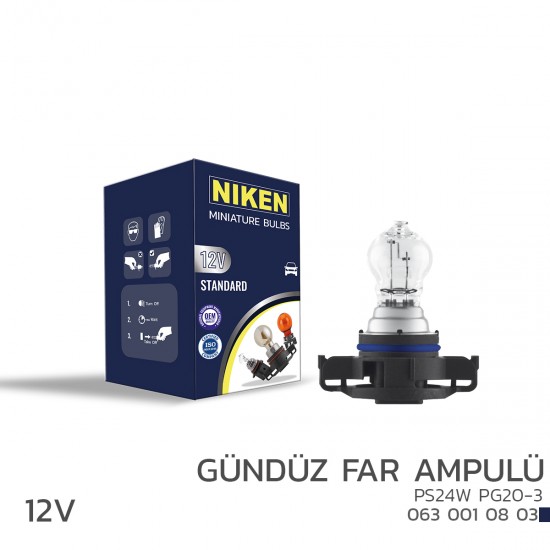Nıken 12v Ps24w Gündüz Far Ampulü (Pg20-3) 10lu