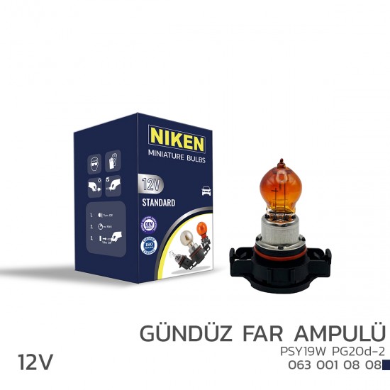 Nıken 12v Psy19w Gündüz Far Ampülü (pg20d-2) Amber 10lu