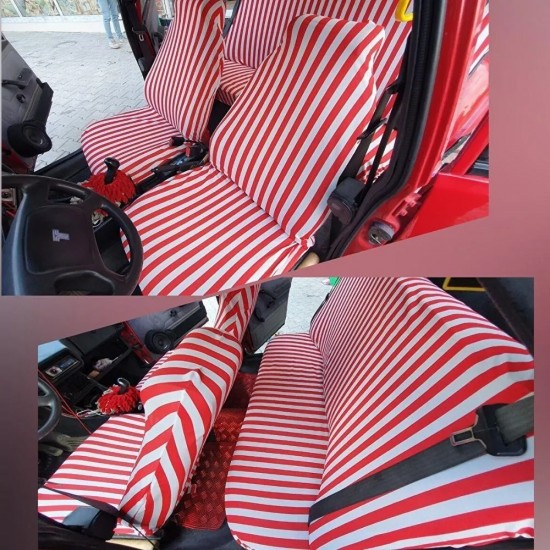 Çizgili Servis Kılıfı Kırmızı - Beyaz