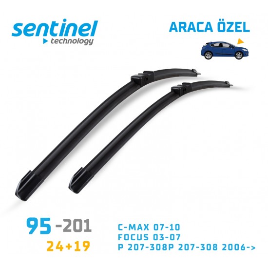 Araca Özel Silecek Takımı C-Max 07-10, Focus 03-07, P 207-308p 207-308 2006-> 26" 19" 95-201