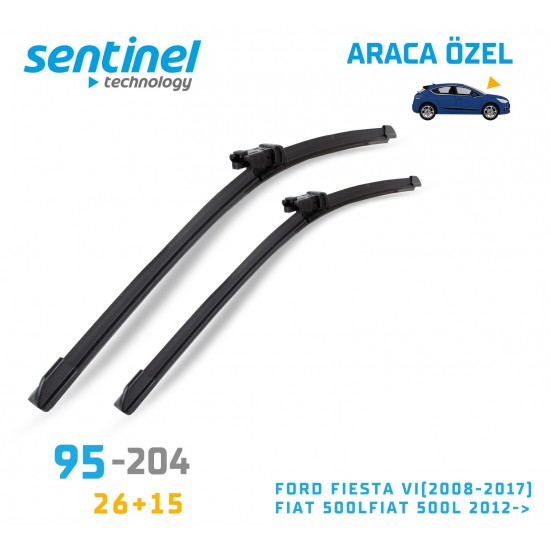 Araca Özel Silecek Takımı Ford Fıesta Vı(2008-2017), Fıat 500lfıat 500l 2012->,  26" 15" 95-204